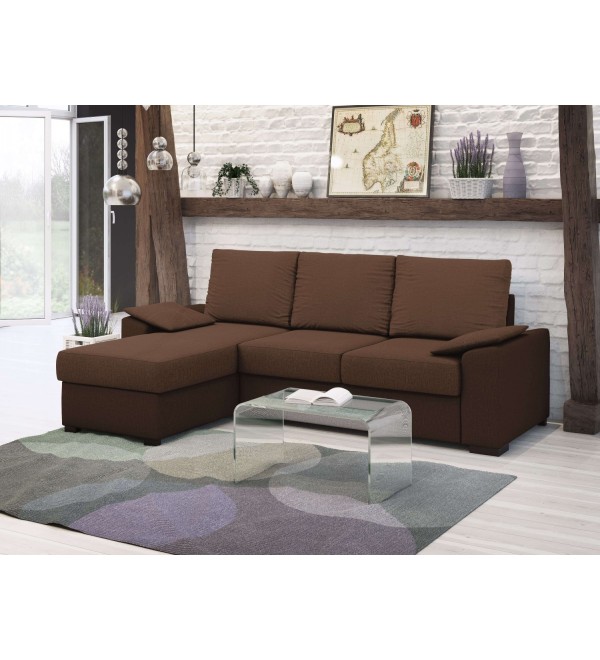 Rohová rozkládací sedačka LENA hnědá - tmavě hnědá