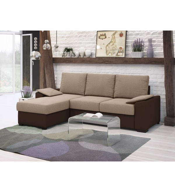 Rohová rozkládací sedačka LENA béžová - hnědá