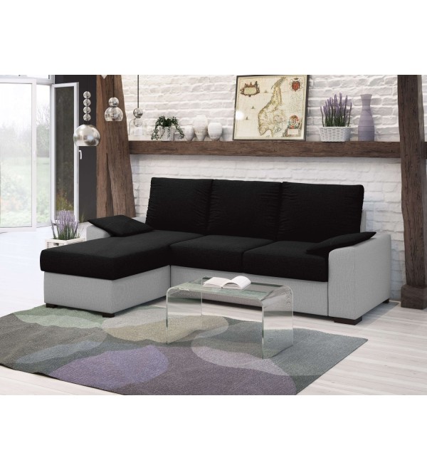 Rohová rozkládací sedačka LENA černá šedá