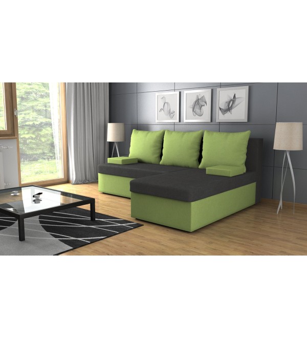 Rohová rozkládací sedačka CINDY šedá-zelená