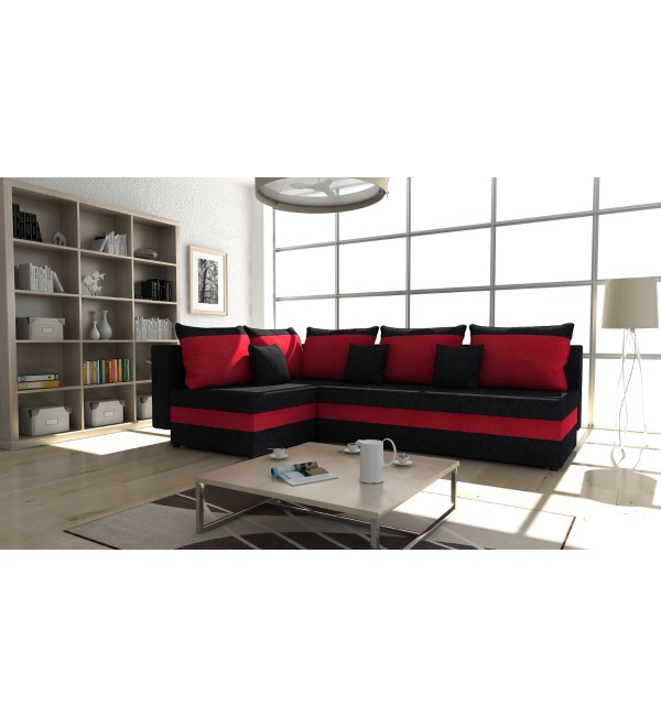 Rohová rozkládací sedačka IREN černá - červená