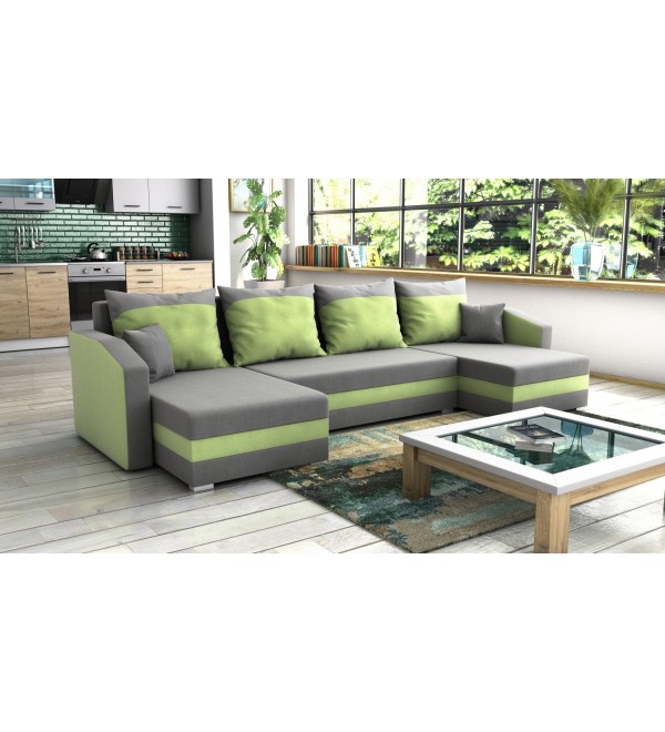 Rozkládací sedací souprava FOLO zelená  / šedá