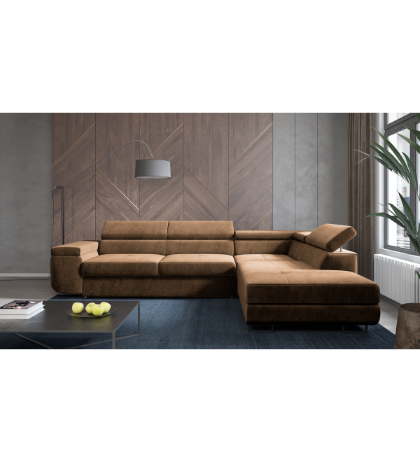 Rohová rozkládací sedačka ATOMO hnědá