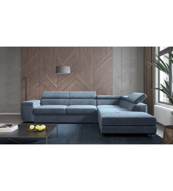 Rohová rozkládací sedačka ATOMO modrá