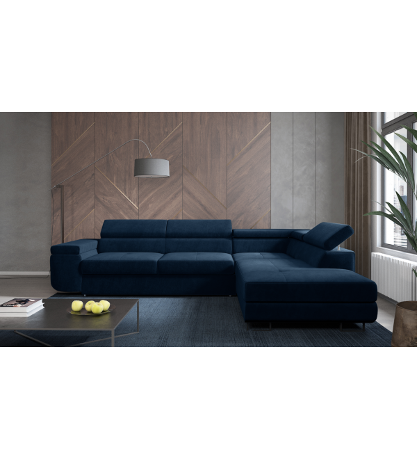 Rohová rozkládací sedačka ATOMO tmavě modrá