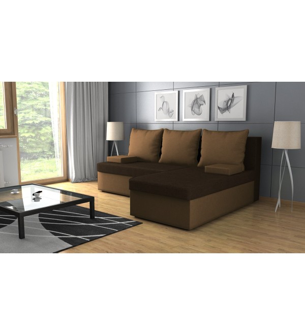 Rohová rozkládací sedačka CINDY tmavěhnědá-světlehnědá