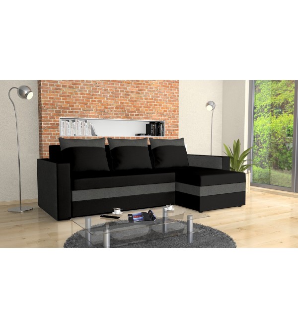 Rohová rozkládací sedačka EMA černá šedá