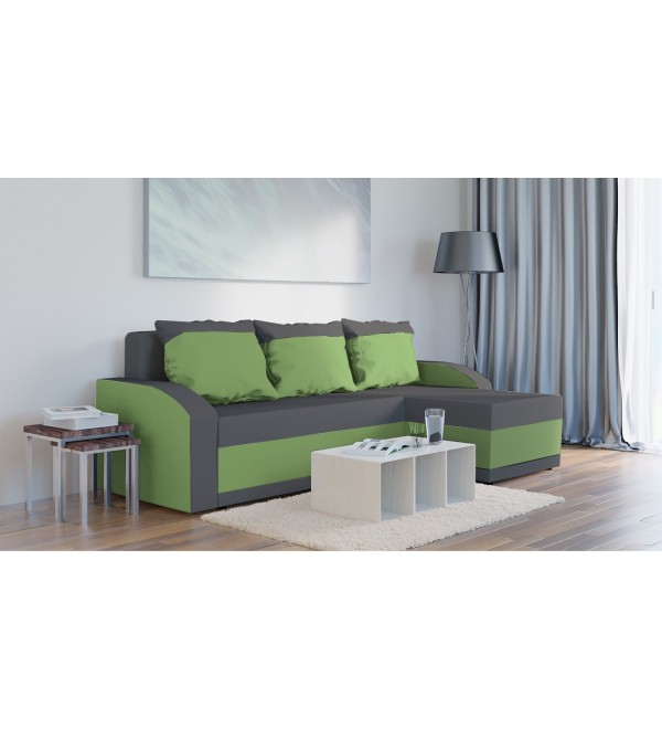 Rohová rozkládací sedačka Henrieta světlešedá-zelená