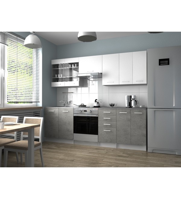 Kuchyňská linka PAULA KLASIK 240/180 bílá + beton