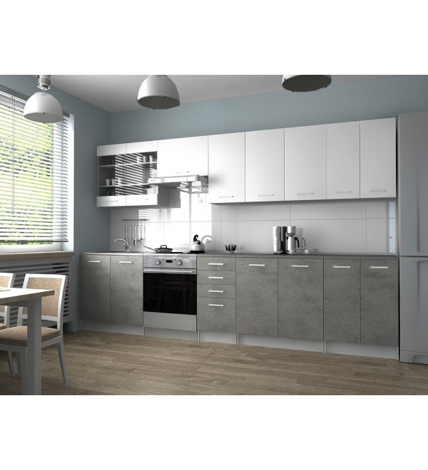 Kuchyňská linka PAULA KLASIK 320/260 bílá + beton