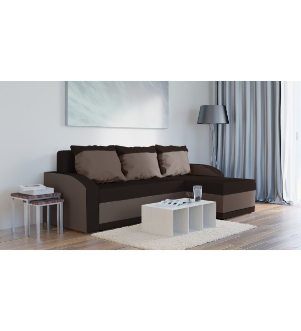Rohová rozkládací sedačka Henrieta tmavěhnědá-světlehnědá