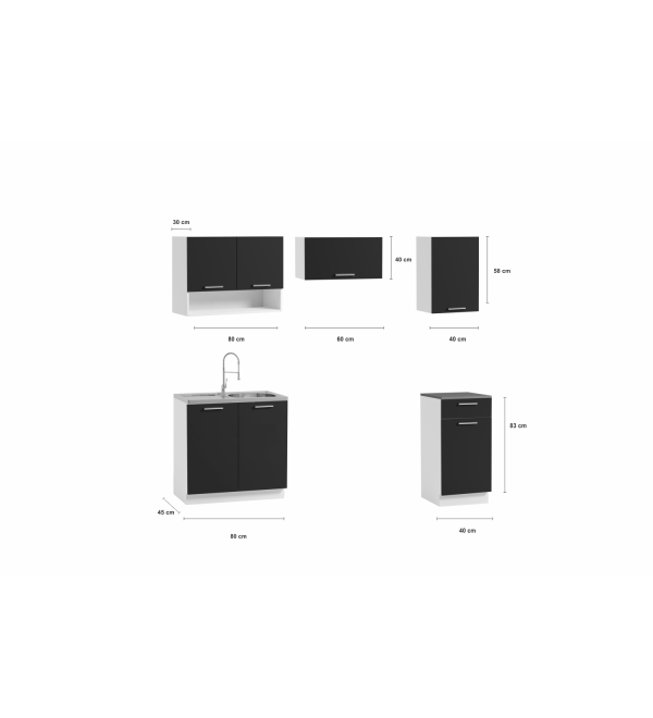 Kuchyňská linka LUMA LUX 180/120 bílá + beton