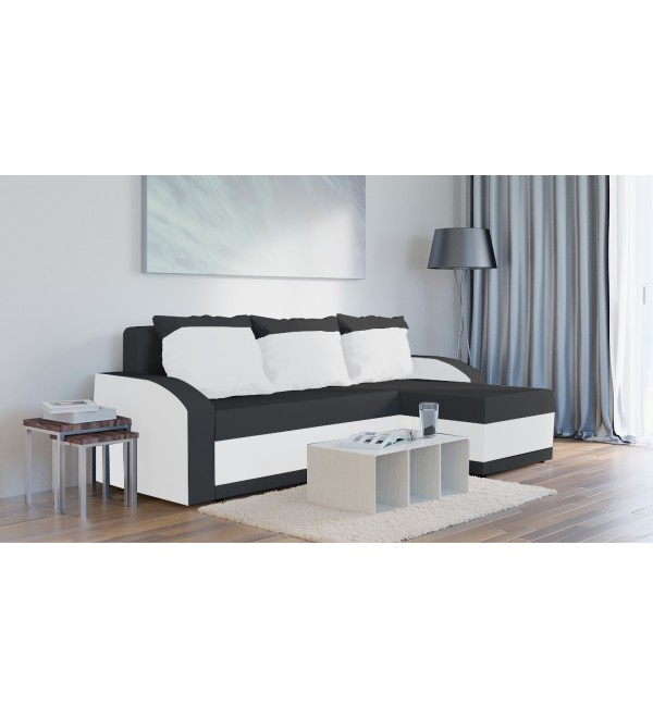 Rohová rozkládací sedačka Henrieta tmavěšedá-bílá