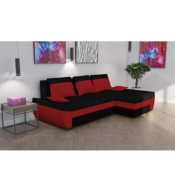 Rohová rozkládací sedačka TARO černo-červená