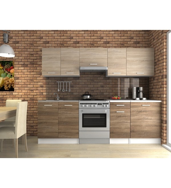 Kuchyňská linka LENA LUX 240/180 dub sonoma + tobacco