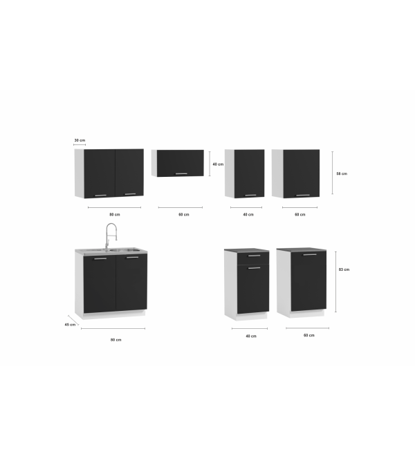 Kuchyňská linka LENA LUX 240/180 bílá + beton