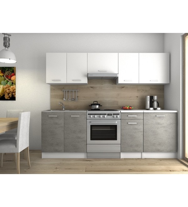 Kuchyňská linka LENA LUX 240/180 bílá + beton