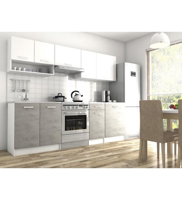 Kuchyňská linka LUMA LUX 240/180 bílá + beton