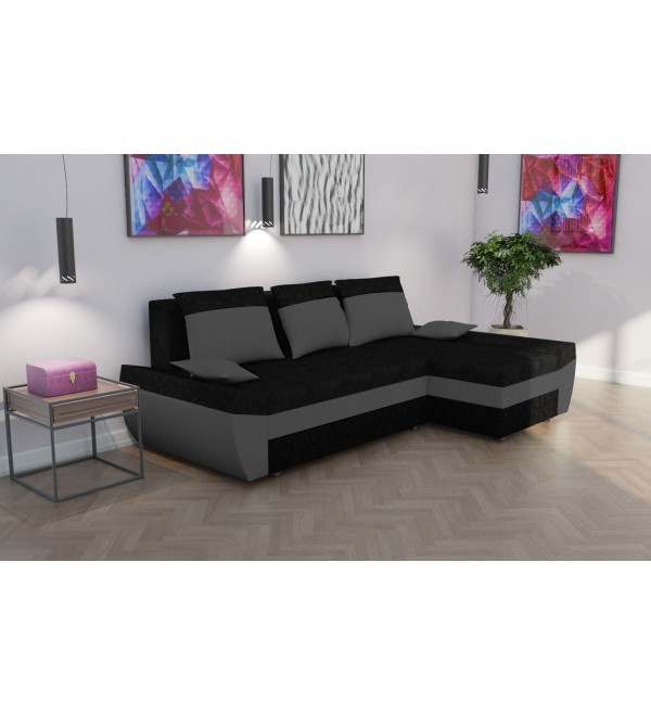 Rohová rozkládací sedačka TARO černo-tmavěšedá
