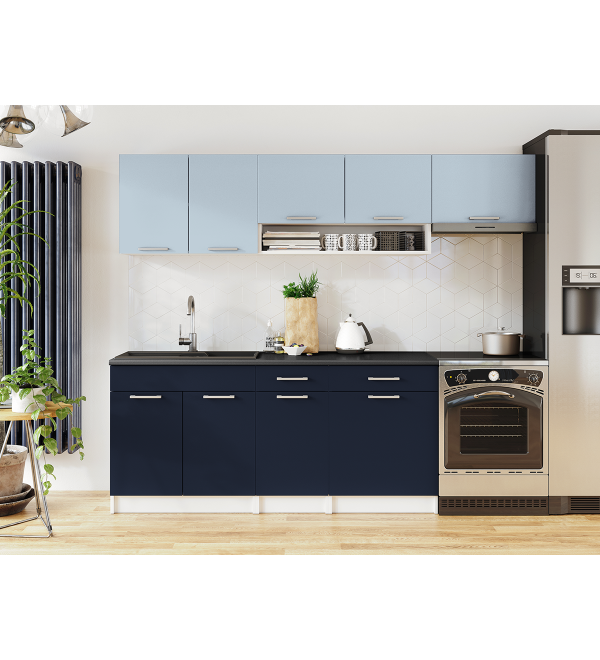 Kuchyňská linka VERUNE LUX 240/180 světle modrá - modrá