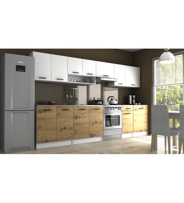 Kuchyňská linka KOLIBA LUX 320/260 bílá + dub artisan