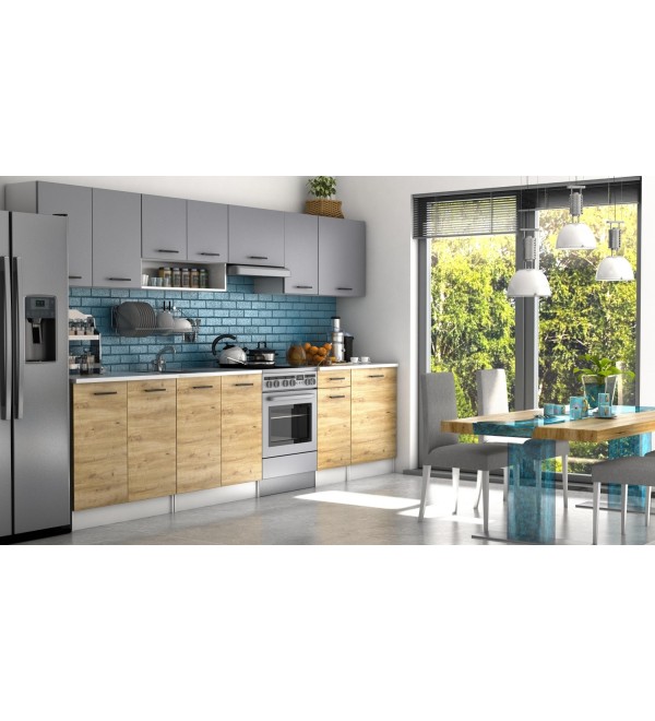 Kuchyňská linka KOLIBA LUX 320/260 dub artisan + šedá
