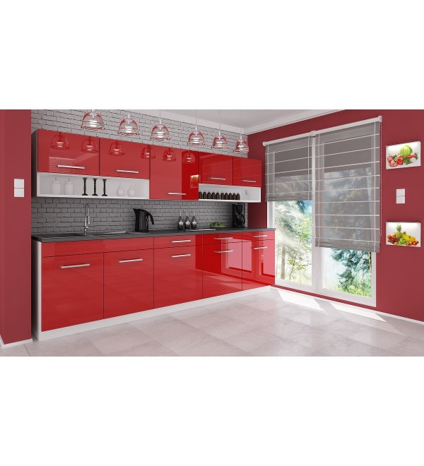 Kuchyňská linka VENDY LUX 260/260 červená lesk