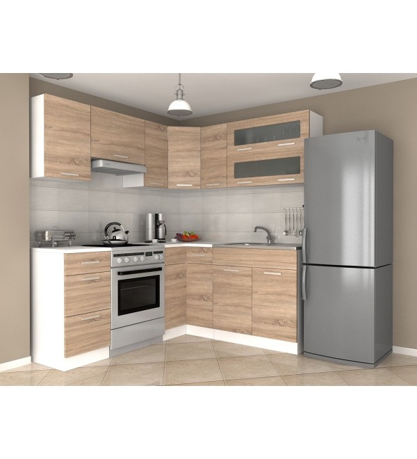 Kuchyňská linka TONY 360/300 LUX dub sonoma