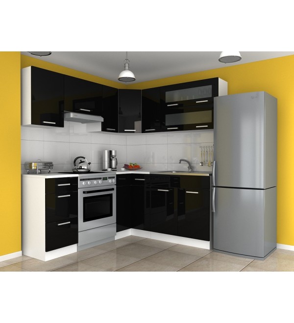 Kuchyňská linka TONY 360/300 LUX černá lesk