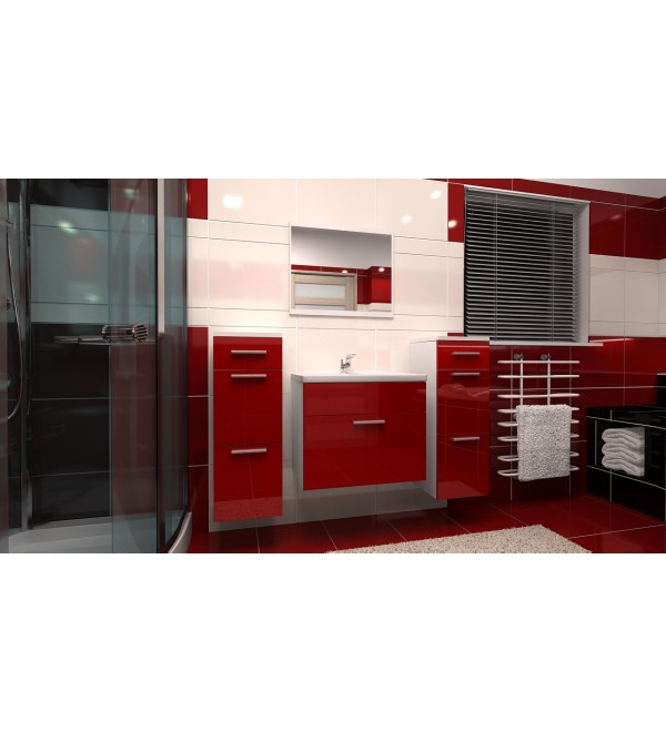 Koupelnová sestava STELO  - červená lesk / bílá