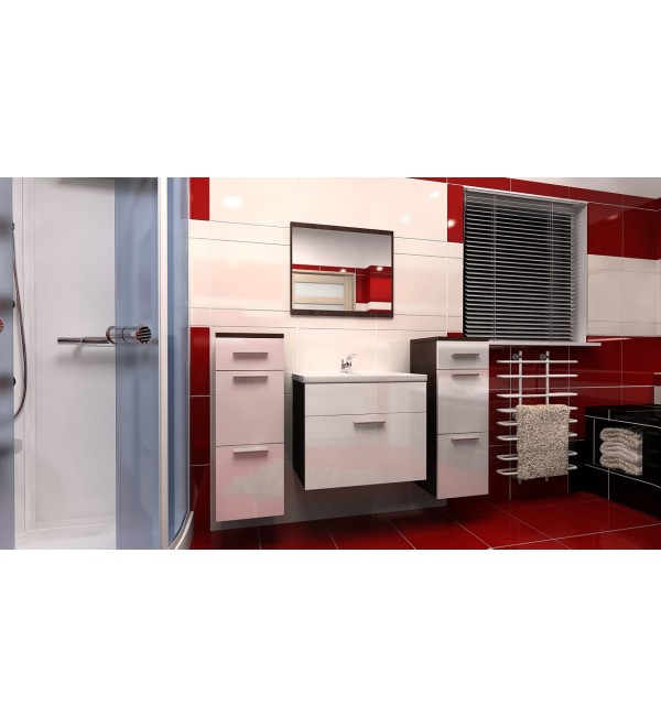 Koupelnová sestava STELO  - bílý lesk / wenge