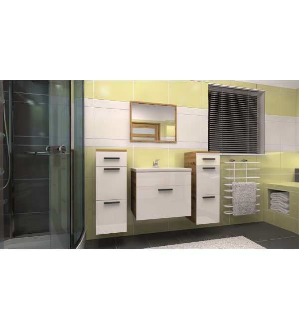 Koupelnová sestava STELO  - dub artisan + bílý lesk