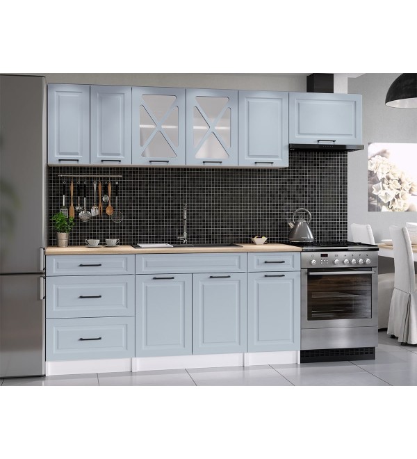 Kuchyňská linka SIMONE SCANDI 240/180 světle modrá matná