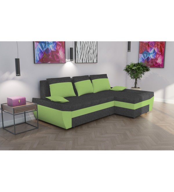 Rohová rozkládací sedačka TARO světlešedá-zelená