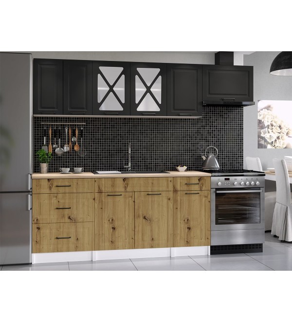 Kuchyňská linka SIMONE SCANDI 240/180 grafit + dub artisan