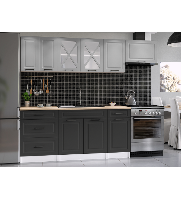 Kuchyňská linka SIMONE SCANDI 240/180 popelavě šedá + grafit