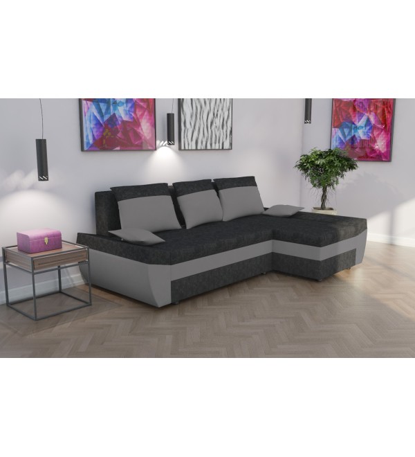 Rohová rozkládací sedačka TARO tmavěšedá-světlešedá