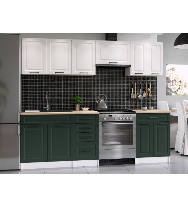 Kuchyňská linka BARBARA SCANDI 240/180 bílá + zelená matná