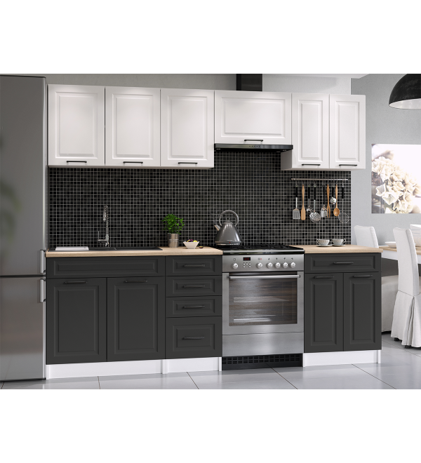 Kuchyňská linka BARBARA SCANDI 240/180 bílá + grafit matná