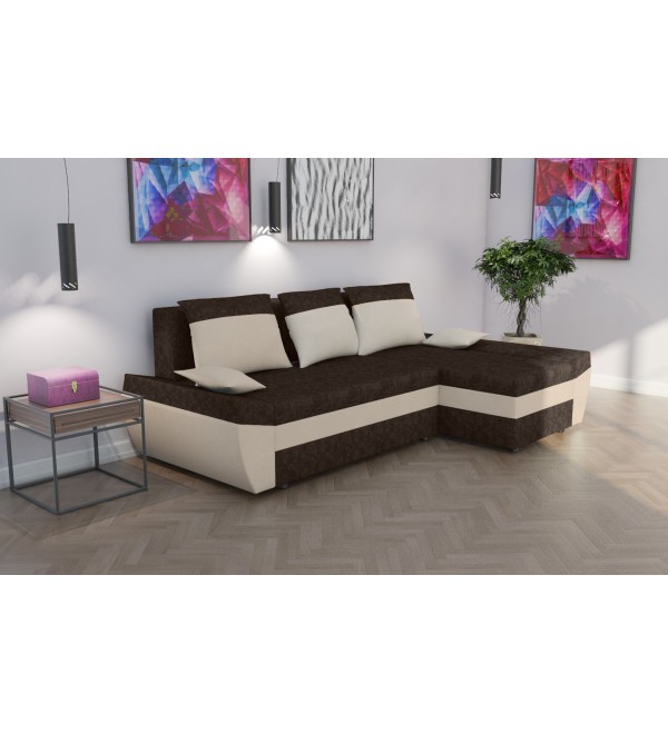 Rohová rozkládací sedačka TARO světlehnědá-béžová