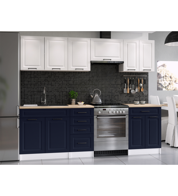 Kuchyňská linka BARBARA SCANDI 240/180 bílá + námořnická modrá