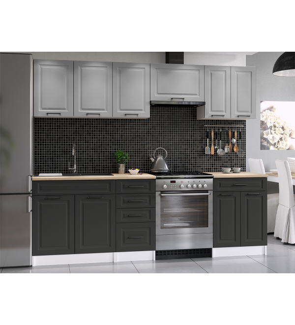 Kuchyňská linka BARBARA SCANDI 240/180 popelavě šedá + grafit