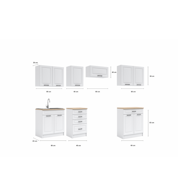 Kuchyňská linka BARBARA SCANDI 240/180 bílá + růžově béžová