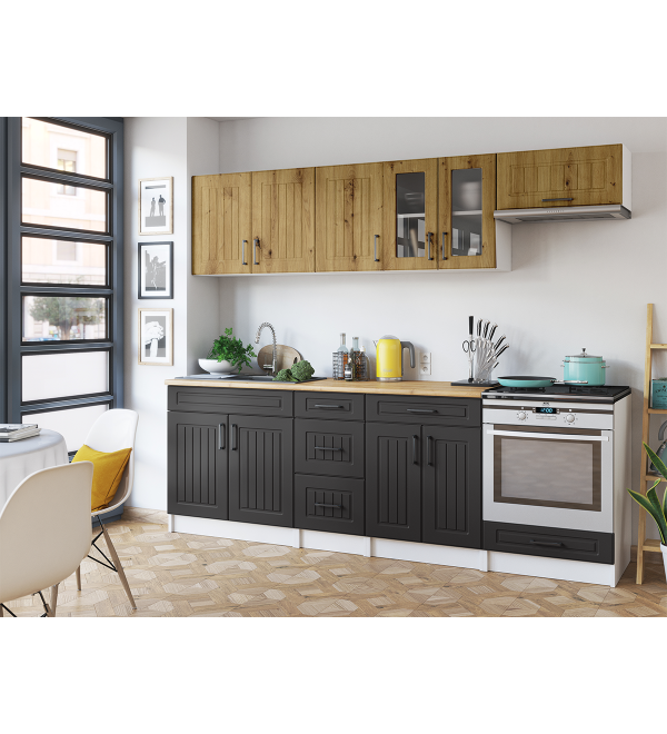 Kuchyňská linka BERTA SCANDI 240/240 dub artisan + grafit