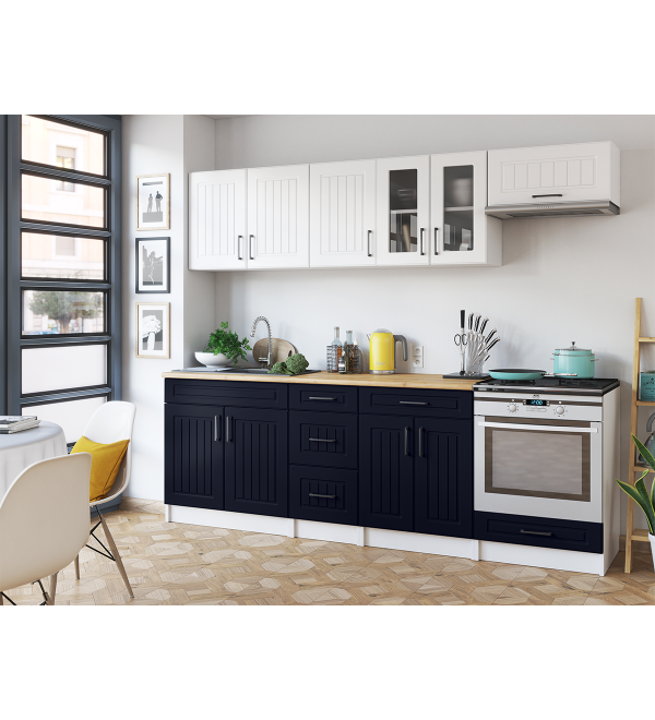 Kuchyňská linka BERTA SCANDI 240/240  bílá + námořnická modrá
