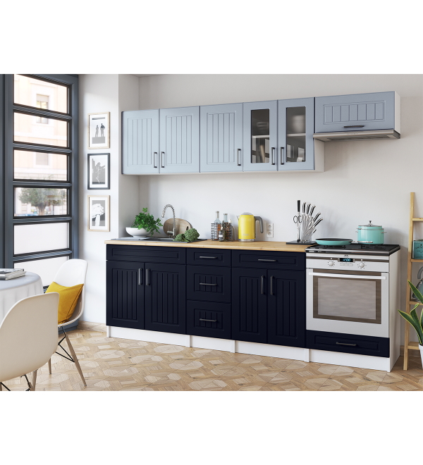 Kuchyňská linka BERTA SCANDI 240/240 světle modrá + námořnická modrá