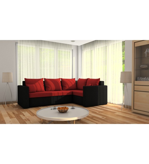 Rohová rozkládací sedačka CELINE červeno-černá