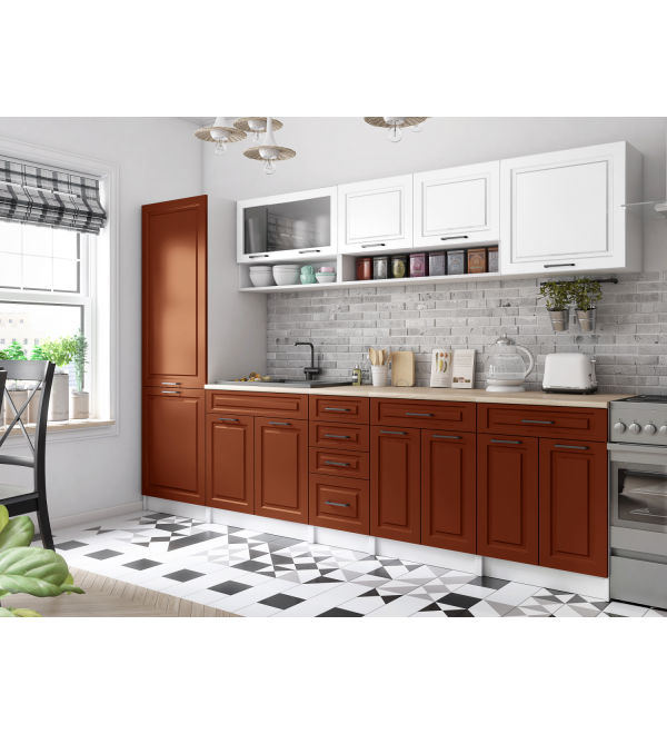 Kuchyňská linka BURO SCANDI 300cm bílá + cihlová