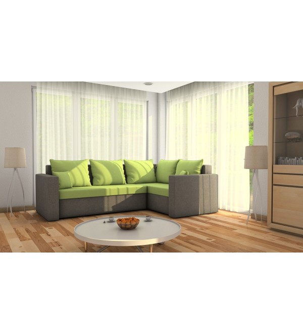 Rohová rozkládací sedačka CELINE zeleno-světlešedá