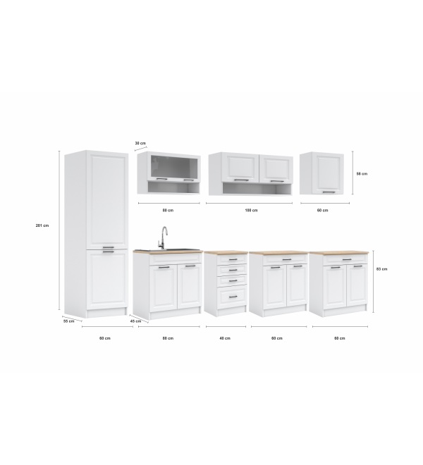 Kuchyňská linka BURO SCANDI 300cm grafit + dub artisan